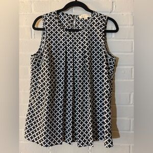MICHAEL KORS - flown geometric pattern shell tank - black and white blouse - M